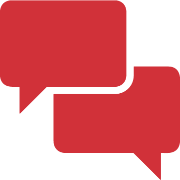 Red icon, two chat bubbles