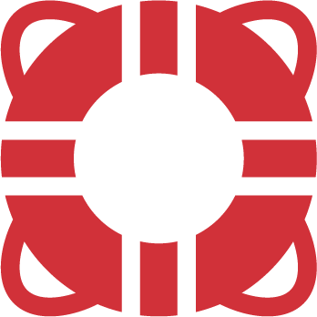 red icon of a life raft indicating support for clients